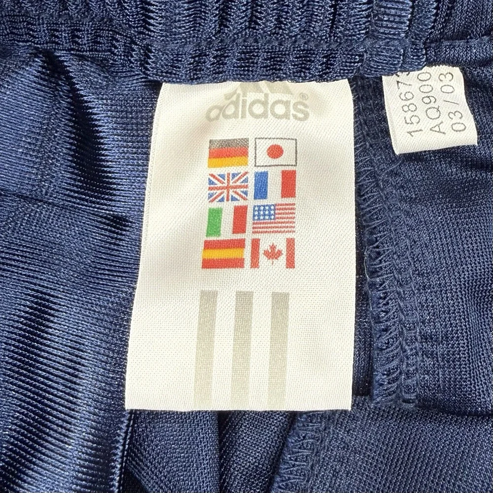 VTG Y2K Adidas Track Pants L Navy Dazzle Tear Away Wide Leg Warm Up